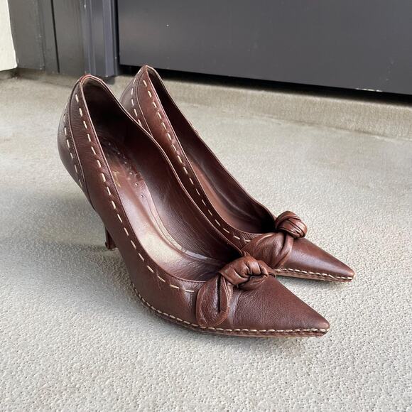 y2k vintage 00's brown leather high heels vince camuto it girl | size 7.5 - Picture 2 of 7